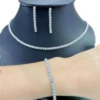 ราคา สร้อยคอเซตเพชรเม็ดเดี่ยว.ใส่เที่ยวใส่ออกงานได้เลยค่ะ ดูหรูหรามาก ขนาดสร้อย 43cm ต่างหู 3mm x4.5cm. ข้อมือ 17cm เพชรงาน CZ (1734804926109288110)