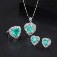 ราคา ชุดสามชิ้นสีน้ำเงิน จี้ฝังพลอยหัวใจ สร้อยคอ Paraiba จำลอง แหวน ต่างหู แหล่งข้ามพรมแดน (1732616576741770936)