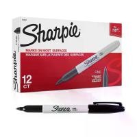 ราคา พร้อมส่ง Sharpie ปากกาเคมี ปากกา Permanent ชาร์ปี้ Fine 1.0mm - สีดำ (กล่องละ 12 ด้าม) (1734827592831371009)