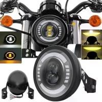 ราคา ไฟหน้า LED มอเตอร์ไซค์, ไฟ DRl ทรงกลมภายนอกขนาด 5.75 นิ้ว, ชุดไฟสูงต่ำสำหรับ Harley Sportster, Cafe Racer, Honda, Yamaha, Suzuki, อะไหล่รถยนต์, ของตกแต่งรถยนต์ (1734907535113815697)