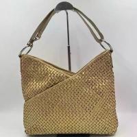ราคา ลดราคา กระเป๋าสะพายหนังสาน สีทอง กระเป๋ามือสอง สะพายได้หลายแบบ (1735464697895158917)
