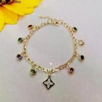 ราคา สร้อย​ข้อมือ​ สร้อยข้อเท้า​ ลายดอกหลุยส์​เพชร​หลา​ยสี​ ตุ้งติ้ง​ งาน​สแตนเลส​อย่างดี​ (1735087285449557669)