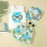 ราคา ชุดเสื้อกั๊กเด็กผู้ชาย ชุดฤดูร้อนสำหรับเด็ก ชุดเที่ยวทะเล ชุดลำลองเด็กทารก เสื้อแขนกุด กางเกงขาสั้น หมวก ชุดสามชิ้น (1734719496449460073)