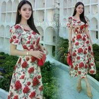 ราคา เดรส+เข็มขัด S-2XL ชุดออกงาน ชุดไปงาน เดรสลายดอก ชุดไปเดท ชุดไปเที่ยว ชุดสาวอวบ ชุดไปทะล วินเทจ ดอกกุหลาบ 364-1 cv (1734737972404520016)