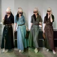 ราคา พร้อมส่ง เดรสเดนิมแขนสั้นกระดุมหน้า+เข็มขัด งานป้าย vshopbrand (1734923321594513017)
