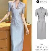 ราคา เดรสสไตล์เวียดนาม, เดรสผู้หญิง, เดรสสีเทา, แขนสั้น, ชุดสูท, เดรสทำงาน, เดรส Hiso, เดรสวินเทจ, เหมาะสำหรับงานทำงานและงานปาร์ตี้, ชุดราตรี, 21269 (1730535919612037203)