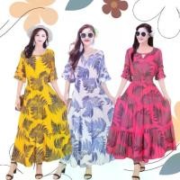 ราคา เดรส ชุดเดรสยาว แขนระบายกระโปรงยาว ผ้าสปันใส่สบาย สีสันสดใส (1734635582067607401)