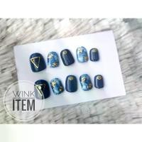 ราคา พร้อมส่ง W093 เล็บ เล็บปลอม เล็บเจลแท้ โทนสีน้ำเงิน เล็บแถมกาว+ตะไบ (1733228186638321172)