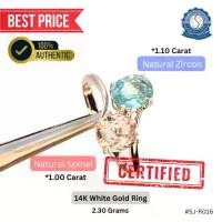 ราคา แหวน Two-Tone ทองคำขาว 14K WG (Natural Zircon 1.10 ct. + Natural Spinel 1.00 Ct.) (1731641072555033938)