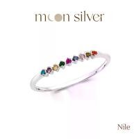 ราคา แหวนMoonsilver แหวนนพเก้า เงินแท้ รุ่น Nile อัญมณีนพเก้า แหวนมินิมอล (1735198750613800719)