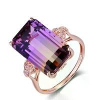ราคา pantila34 แหวนTANITTgemsแหวนนากประดับพลอยอเมทรินแท้(Ametrine)รูปสี่เหลี่ยมเม็ดใหญ่น้ำงาม (1734669418722264661)