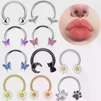 ราคา 【liuns】 แหวนจมูกผีเสื้อ 16GB พร้อมไข่มุก แหวน septum ลายแมว/ผึ้ง/ค้างคาว ต่างหูฮีล็กซ์ลายผีเสื้อสีน้ำเงิน แหวนจมูกสแตนเลส (1735240258666727105)
