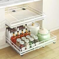 ราคา Cross-border kitchen storage rack, cabinet pull-out basket, seasoning organizer, kitchen utensil cabinet, dish organizer, kitchen organizer rack (1735256745025439281)