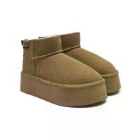 ราคา Rockfish รองเท้าบูทกันหนาว ORIGINAL MAXI FLATFORM BOOTS MINI (3.5inch) - CHESTNUT (1734279188896712450)