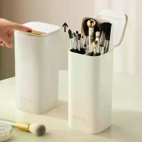 ราคา Automatic Lifting Makeup Brush Holder with Lid Dustproof Cosmetic Organizers for Vanity-White (1734848853002257532)