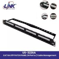 ราคา Link US-3226A CAT 6A Unshield Staggered Port Patch Panel 24 Port w/Cable Management (1733696874105439644)