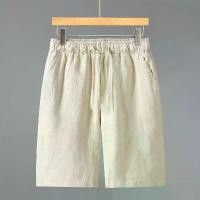 ราคา 2026 Solid Color Linen Shorts for Men, Large Size, Elastic Waist with Drawstring, Breathable, Comfortable, Sweat-Wicking Cotton-Linen Fabric, Casual Pants (1734732655572714844)