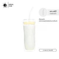 ราคา [COD] [tiktok]แก้วน้ำสองชั้น พร้อมฝาปิด (ฟรี!! หลอดแก้ว) - Double Wall Glass with Lid (Free!! Glass Straw) (1734441338107496181)