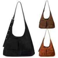 ราคา Faux Suede Slouchy Shoulder Bag Solid Colour Carryall Travel Work Handbag for Women Travel Shopping Work (1735509181275997895)