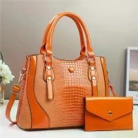 ราคา [COD] Fashion Women's Bag Large Capacity Crocodile Pattern Shiny Leather Versatile Women's Casual Bag Foreign Trade Crossbody Shoulder Handbag Tote Bag Multifunctional Waterproof Large Capacity Bag (1