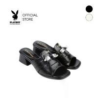 ราคา Playboy รุ่นรุ่น Stonea Block Heels รองเท้าส้นแบนสริมส้นสี่เหลี่ยม รหัส ST-HS261C145 ดีไซน์แบบสวม แต่งอะไหล่ลูกปัดลายหินอ่อน สี Black Marble (1734325287868597391)