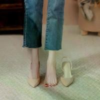 ราคา Strappy pointed-toe high-heeled sandals with thin heels, red-soled closed-toe women's shoes, back-strap high-heeled shoes that don't slip off (1734552889280464890)