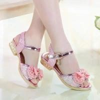 ราคา Girls' Sandals 2026 New Summer Korean Style Children's Shoes for Older Kids and Students Little Girls' High-Heeled Peep-Toe Shoes (1735503785367930644)