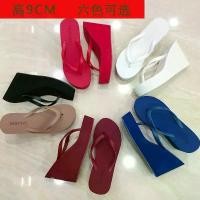 ราคา Women's Summer High-Heeled Flip-Flops Wholesale Beach Shoes Wedge Heel Thong Sandals Platform Shoes Candy Colors (1735157089584842115)