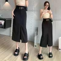ราคา black skirt 2025 Spring Summer New Women's High Waist Bodycon Skirt with Slit Elegant Casual High-End Black Midi Skirt (1733196327985055040)