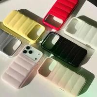 ราคา Soft leather case, Quilted Puffer, elegant Korean design, for iPhone 14 15 16 17 Pro Max Plus, anti-slip like soap, smooth leather surface, 6 solid colors, shockproof, soft TPU, (1734748429804012939)
