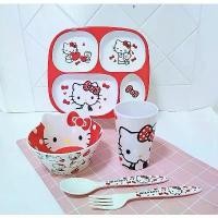 ราคา 【ฮิตมากในปีนี้】 ❇ชุดจานชามเด็ก จาน แก้ว ถ้วย ช้อนส้อม คิตตี้แดง♥ (1734596194335426304)
