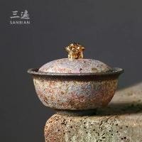 ราคา ชาม Ganoderma แบบสามชั้นจากดินหินโบราณ, ขวดชาแบบถือสไตล์จีนจากเซรามิกหยาบ, ชุดชา Kung Fu เผาไม้, ชามชาวินเทจ (1734901433749440212)