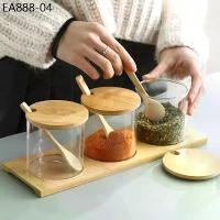 ราคา ขวดแก้วใส่เครื่องปรุงอาหาร กระปุกใส่เครื่องปรุง+ช้อน (1734503979776575245)