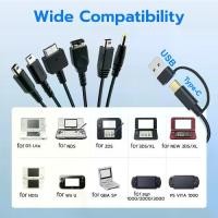 ราคา สายชาร์จ USB‑C (Type‑C) PD แบบ 5‑in‑1 สำหรับ Nintendo Switch Lite / Wii U / New 3DS XL/LL / 2DS / GBA SP / PSP / PS Vita — สายชาร์จเกม (1735203177729853427)