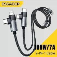 ราคา การออกแบบที่เรียบง่าย สายชาร์จเร็ว Essager 100W 7A 4-in-1 USB-A ต่อสองพอร์ต Type-C + USB A ต่อ Micro + Lightning สายชาร์จเร็ว 100W A-C A-M A-L สายเคเบิลอเนกประสงค์สำหรับ iPhone H (1734913017117705916)
