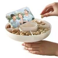 ราคา 2026T Lazy Rotating Fruit Tray, Creative Home Fruit Box, Light Luxury Four-Compartment Snack and Seed Cracker for Living Room Coffee Table (1735496486601786839)