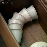 ราคา ชุดชา Kung Fu แก้วชา “Happy Tea Cup” งานระบายสีด้วยมือ เส้นสองเส้น แก้วหลัก สำหรับพิธีชากับครอบครัว ขนาดเล็กแบบส่วนตัว พร้อมถ้วยชาและชาม (1735008901580097524)