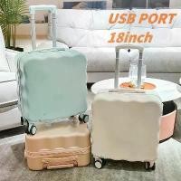 ราคา กระเป๋าลาก กระเป๋าเดินทาง 18 นิ้ สามารถนำขึ้นเครื่องบินได้โดยตรง กระเป๋าล้อลาก USB Port luggage เป้เดินทาง (1734915367521519079)