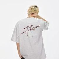 ราคา 9 - 1463 เสื้อยืดคอกลม เสื้อแขนสั้น สกรีนอักษรหน้า-หลัง เสื้อยืด ชาย สไตล์เกาหลี แฟชั่นชาย (1734497516841829677)