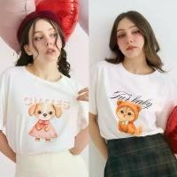 ราคา เสื้อยืด Oversized สกรีนลายน้องหมา และ น้องแมว So Cute !! ผ้า Cotton USA จัดส่งเฉพาะจุด (1735445865350268915)