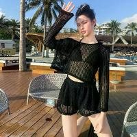 ราคา Women Split Bikini Three Piece Set Long Sleeve Lace Cover Up Hot Spring Japanese And Korean Swimsuit (1734669345542801105)