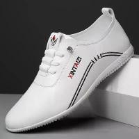 ราคา High-Quality Fashion Casual Versatile Soft Sole Leather Shoes for Men 2025 New Leather Surface White Shoes Simple Casual Loafers Slip-On Lazy Shoes (1734254279024871211)