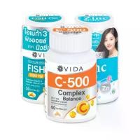 ราคา [Super Booster Set] Vida Vitamin C 500 Complex 60 Capsules x Vida Fish Oil 30 เม็ด x Vida Zinc Biotin 60 Capsules (1734755898062374583)