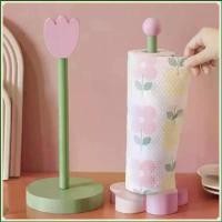 ราคา [Oossoo] Tulip Wood Paper Towel Holder Kitchen Roll Paper Towel Holder Bathroom Tissue Vertical Stand Paper Towel Storage Holder (1735008498269194030)