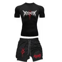 ราคา ชุดออกกำลังกายผู้ชาย Anime Berserk Compression Set เสื้อยืดออกกำลังกาย กางเกงขาสั้นวิ่งระบายอากาศ แห้งเร็ว ชุดกีฬา Rash Guard (1733912843550426976)