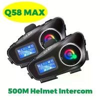 ราคา 2-Pack Q58 Motorcycle Helmet Wireless Intercom Headset LED Lighting Stereo FM Radio Voice Assistant 500m Intercom (1734877258300687979)