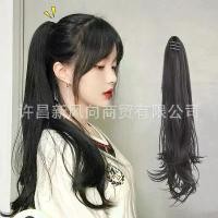 ราคา Women's long hair wig, ponytail with tie-back style, slightly wavy, popular claw clip ponytail, big waves, natural braided hairstyle (1735057131491854317)