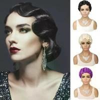ราคา Super Short Wigs Retro Cute Water Wave Full Hair Wig Natural Black Blond Red Synthetic Cosplay Wigs for Women Recommended (1734740836987733936)