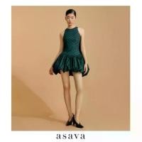 ราคา Chic Dark Green Polka Dot Sleeveless Mini Dress | Bubble Hem A-Line Party Dress for Women (1735432858566625042)