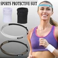 ราคา [Sport] For Men & Women: 1pc Elastic Soft Silicone Headband + Sports Wristband (with Zipper Pocket) Protective Set for Running, Yoga (1735351901375268099)